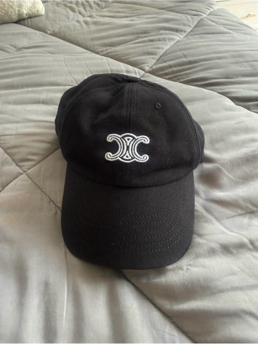 Black CELINE Embroidered Logo Baseball Cap - womans Accessory